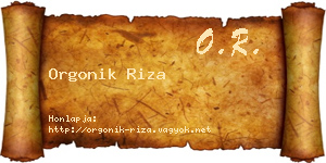 Orgonik Riza névjegykártya